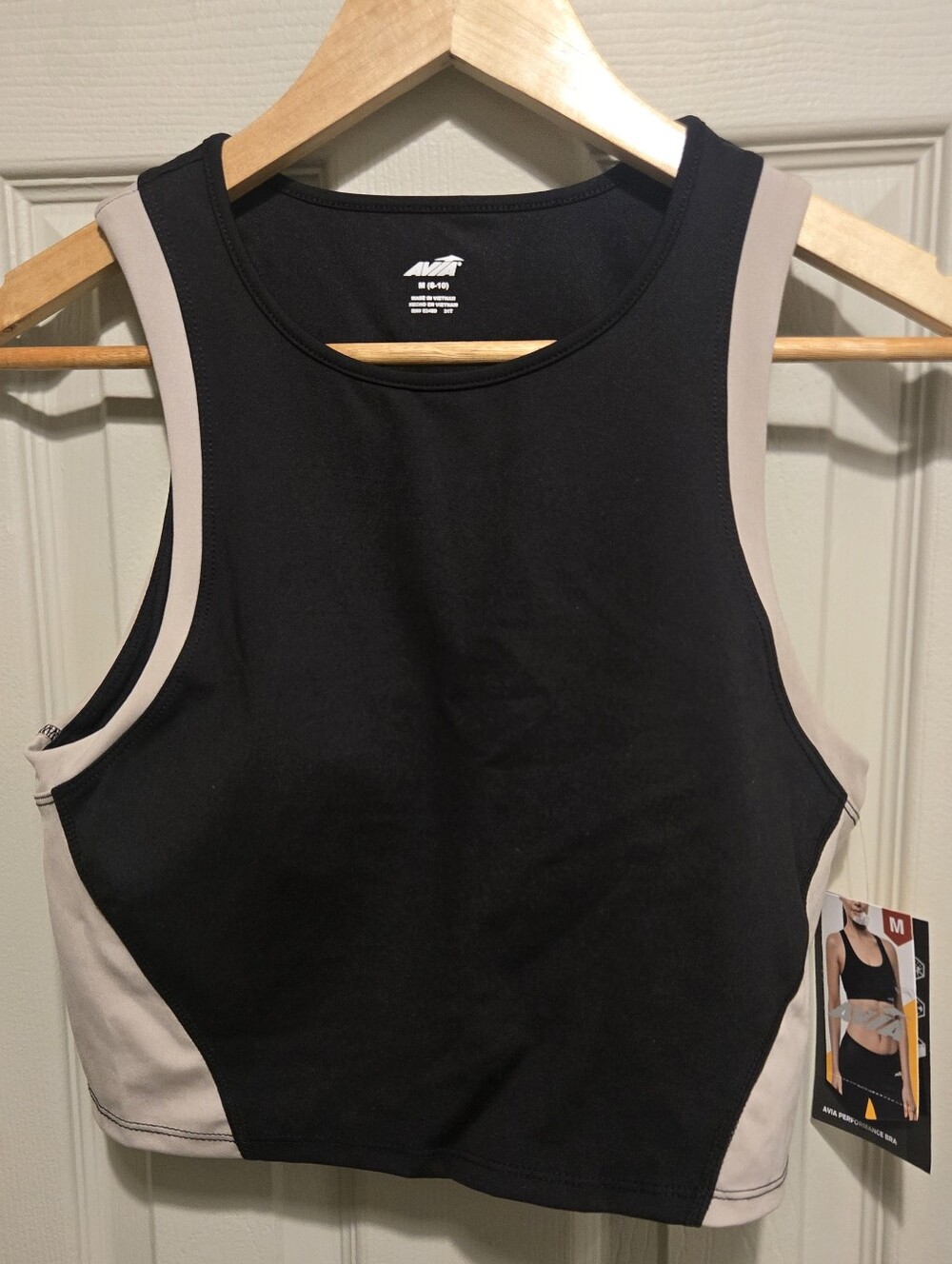 Avia Performance High Neck Sports Bra / Crop Tank Top in Black Soot Sz MEDIUM
